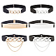 CRASPIRE 6Pcs 6 Style Polyester Elastic Belt with Iron Quick Link Chains AJEW-CP0005-13-1