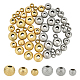 Unicraftale ungefähr 60 Stück 3 Größen Edelstahl strukturierte Perlen 2 Farben runde Abstandsperlen Metall lose Perle für DIY-Schmuckherstellung 3 mm Loch STAS-UN0028-14-1