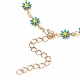 Bracelets de cheville en émail fleur en laiton doré AJEW-AN00333-02-3