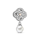 TINYSAND Rhodium Plated 925 Sterling Silver Charm Flower with Acrylic Pearl & Cubic Zirconia Pendant TS-C-190-1