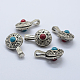 Tibetan Jewelry Antique Silver Brass Enamel Counter Clips KK-F0297-02A-NR-1