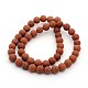 Frosted Grade A Natural Red Jasper Round Bead Strands G-M272-18-20mm-2