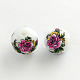 Flower Picture Brushwork Glass Round Beads GFB-R004-14mm-I10-1