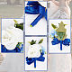 Craspire 1pc 絹布リストコサージュ  シルク布の花のブートニエールブローチ1個付き。  結婚式のための  パーティー  マリンブルー  127x22~90x47mm AJEW-CP0001-73-6