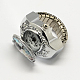 Relojes de cuarzo anillo de estiramiento hierro tono platino RJEW-R119-08J-2