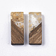透明樹脂＆ウォールナットウッドチャーム  金箔  長方形  ゴールド  23x9x3.5mm  穴：2mm X-RESI-Q210-007A-A01-2