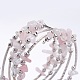 Cinque cicli involucro braccialetti di rosa perle di quarzo X-BJEW-JB02589-01-2