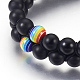 Natural Black Agate Braided Bead Bracelets BJEW-G607-06-4