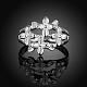 バレンタインデー真鍮フラワーフィンガー指輪  銀色のメッキ  usサイズ7（17.3mm） RJEW-BB00235-02-2