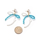 Boucles d'oreilles pendantes en perles de coquillages et nœud papillon en verre avec cœur EJEW-TA00146-3