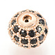 Perles de zircone cubique micro pave en Laiton ZIRC-Q013-10mm-143RG-3