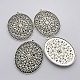 Antique Silver Plated Alloy Oval Big Pendants ALRI-N021-02-3