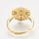 Ciondoli in ottone con zirconi cubici e orecchini a bottone e anelli regolabili set di gioielli SJEW-S043-07-3
