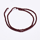 クリアガラスビーズ連売り  多面カット  ロンデル  暗赤色  3x2mm  穴：0.8mm  約185~190個/連  15.5~16インチ（39.3~40.6cm） GLAA-F078-B03-2