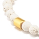 Bracelet extensible en perles rondes en pierre de lave naturelle (teinte) avec colonne d'hématite synthétique BJEW-JB07578-02-4