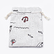 ポリコットン（ポリエステルコットン）パッキングポーチ巾着袋  印刷された海  古いレース  14x10cm ABAG-T006-A12-3