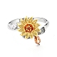 Drehbarer offener Ring mit Sonnenblume und Libelle für Frauen RJEW-M139-16P-2