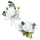 Craspire 2 pièces 2 style tissu de soie rose fleur boutonnière broche et corsage de poignet AJEW-CP0001-54-1