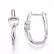 Brass Micro Pave Clear Cubic Zirconia Huggie Hoop Earring EJEW-T046-16P-NF-2