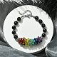 Bracelet en perles d'agate noire naturelle BJEW-TA00402-01-2
