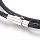 Cuero trenzado cordón envolver pulseras / collares BJEW-JB03918-01-2