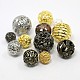 Mixed Color Round Brass Filigree Hollow Beads KK-X0031-FF-1