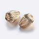 Perlas de latón corrugado, chapado, gota, la luz de oro, 15x11mm, agujero: 2 mm
