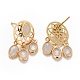 Rack Plating Brass Woven Net Dangle Stud Earrings with Oval Glass for Women EJEW-I265-09G-2