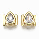 Brass Micro Pave Clear Cubic Zirconia Cabochons KK-S061-51G-NR-1