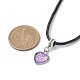 Heart with Fish Scale Shape 304 Stainless Steel with Resin Pendant Necklaces NJEW-JN04571-01-3