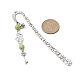 Mother's Day Key & Infinity Love Heart Pendant Bookmark with Natural Mashan Jade AJEW-JK00259-05-3