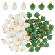 Dicosmetic 80 pieza 2 colores cuatro colgantes de hojas de vidrio st. Amuletos de trébol del Día de San Patricio con aros de latón dorado GLAA-DC0001-09-1