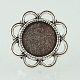 Vintage Adjustable Iron Finger Ring Components Alloy Flower Cabochon Bezel Settings PALLOY-O039-25AS-2