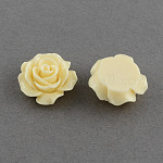 Cabochons de fleur rose de dos plats d'accessoires & accessoires de costume ornements en résine, champagne jaune, 19x8mm