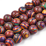 Круглые окрашенные синтетические бусины из драгоценных камней, красочный, 8 мм, отверстие : 1 мм, около 42~43 шт / нитка, 14.37~14.65 дюйм (36.5~37.2 см)
