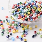 Glass Seed Beads, Opaque Colors Lustered, Round, Mixed Color, 4mm, Hole: 1.5mm, about 4500pcs/pound