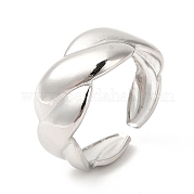 304 Stainless Steel Twist Rope Shape Open Cuff Ring for Women RJEW-E063-06P