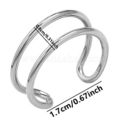 Anneaux de manchette en acier inoxydable pour femmes, anneaux de conception à double couche, couleur inoxydable, 8mm, diamètre intérieur: 17 mm