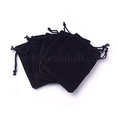 Sacs à cordon en velours, sacs de bijoux, sacs-cadeaux de bonbons de mariage de fête de noël, noir, 7x5 cm