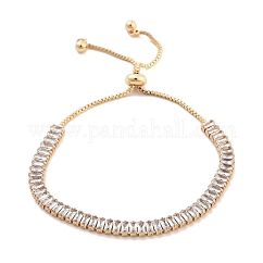Messing Pavé klare Zirkonia Rechteck Box Kette Slider Armbänder, Nickel frei, langlebig plattiert, golden, 10-1/2 Zoll (26.8 cm)