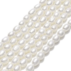 Fili di perle di perle d'acqua dolce coltivate naturali, riso, biancheria, 4~4.5x3~3.5mm, Foro: 0.5 mm, circa 84~85pcs/filo, 14.37''~14.56