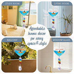 Hängende Sonnenfänger in Tropfenform aus Glas&nbsp;HJEW-WH0201-014