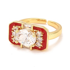 Anillo de brazalete de circonita cúbica con micro pavé de latón&nbsp;RJEW-F118-10-G