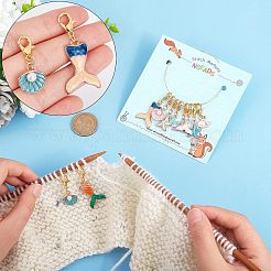 10 pendentif décoratif en alliage émaillé sur le thème de l'océan&nbsp;HJEW-NB0001-44