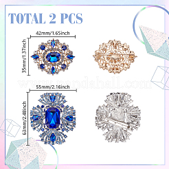 2 épingle à revers ovale et florale en alliage de strass&nbsp;JEWB-AR0001-22