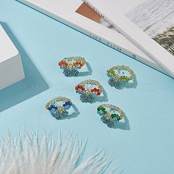 Schmetterlings-Fingerringe aus Glasperlen&nbsp;RJEW-JR00541