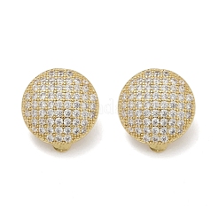 Pendientes de clip de latón semicircular con micro pavé de circonitas cúbicas transparentes&nbsp;EJEW-M082-14G