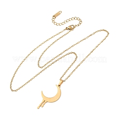 Collares con colgante de luna fundida de acero inoxidable 304 y cadena de cable para hombres y mujeres&nbsp;NJEW-K308-01C-G