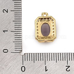 Ciondoli in ottone con micro pavé di zirconi cubici trasparenti e occhio di gatto&nbsp;CU-CBAF17A-08G-02