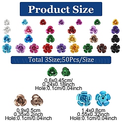 150 stücke 3 arten aluminium 3d rose blume&nbsp;FALUM-YW0001-02